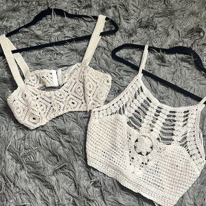 Two size medium crochet knit crop tops